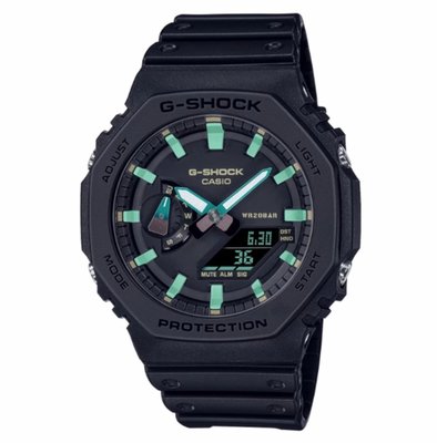 CASIO 卡西歐 G-SHOCK 農家橡樹雙顯手錶(黑綠色) /GA-2100RC-1