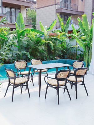 露臺桌椅戶外庭院餐桌花園網紅餐椅藤編椅子組合露~特價