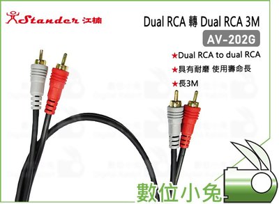 數位小兔【Stander AV-202G Dual RCA 轉 Dual RCA 3M】雙併線 音源線 3M