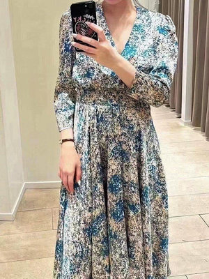 新款熱銷 MAJE KURO2023夏季新款法式時尚優雅氣質復古印花收腰顯瘦連衣裙 明星大牌同款