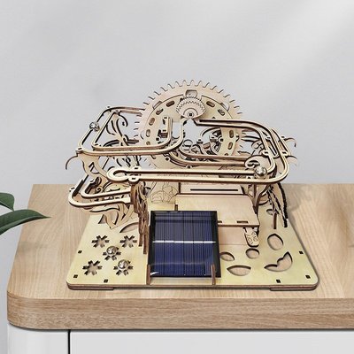 立體拼圖爆款太陽能機械軌道滾珠手工組裝動態玩具創意木制立體3D拼圖