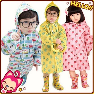 日系可愛卡通兒童雨衣 超卡哇依滿版車車草莓兒童雨衣 LINDA兒童雨衣