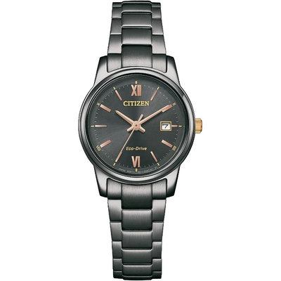 「官方授權」CITIZEN 星辰 光動能時尚簡約女腕錶-黑 EW2316-79E