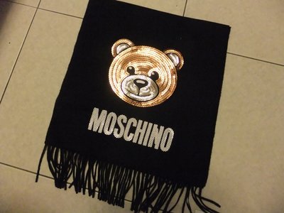 Moschino  黑色  羊毛  熊    亮片  圍巾