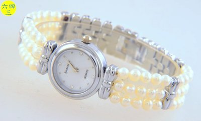 (六四三精品)Slazenger(真品)全天然珍珠手鍊型手錶...