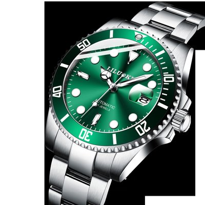 男士手錶 男士手錶綠水鬼帶日歷簡約機械錶可定制