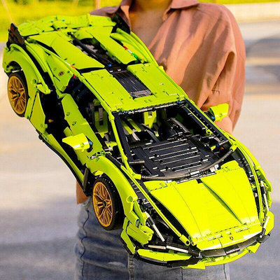 藍寶堅尼跑車汽車積木模型高難度巨大型拼裝遙控賽車玩具男孩B21