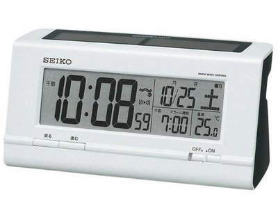 日本進口 正品SEIKO精工鬧鐘時鐘床頭時鐘LED畫面時鐘白色時鐘夜燈電波時鐘 4718c