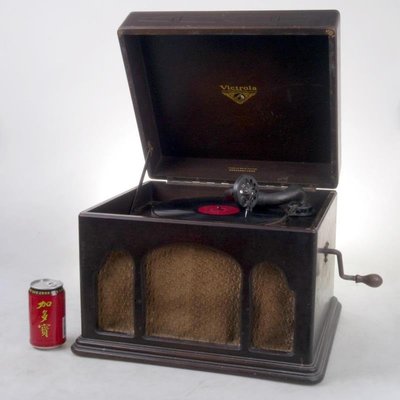 百寶軒 古董手搖留聲機狗牌Victor箱式唱機78轉手搖留聲機音質良 ZG3200