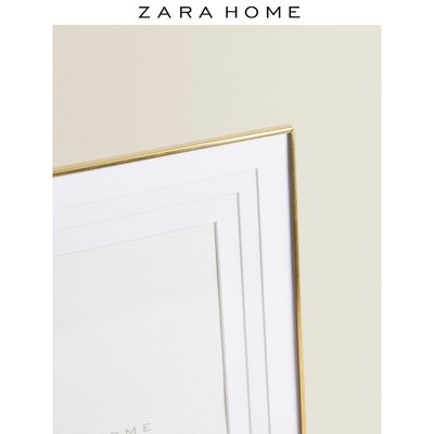 現貨熱銷-相框Zara Home 金色簡約復古創意照片支架擺件金屬薄相框 47671045303