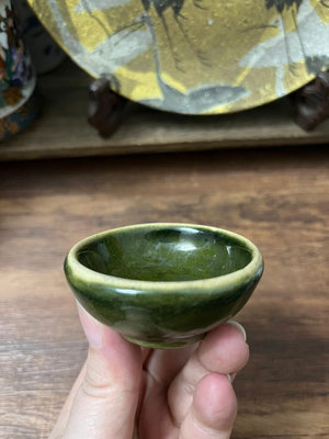 x日本回流瓷器大正時期老瓷古董瓷老瓷粗陶復古綠釉收藏年代品陶胎