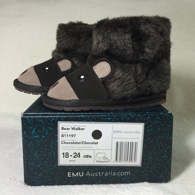 澳洲帶回 正品 EMU 冬季暖暖巧克力色熊寶寶雪靴