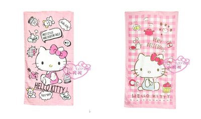 ♥小花花日本精品♥ Hello Kitty 格紋 浴巾 大浴巾 衛浴用品 純棉 毛巾 74X140cm 台灣製