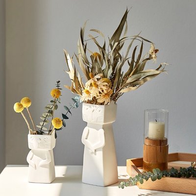北歐陶瓷小花瓶 插花現代簡約ins風創意干花擺件桌面裝
