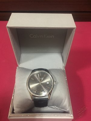售全新正品Calvin Klein CK手錶 K4M211C3 灰黑面 黑色壓紋皮帶 男錶~