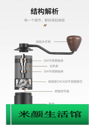 【手搖磨豆機】新款手搖磨豆機 便攜家用手沖咖啡省力研磨器純鋼磨芯金屬粉桶