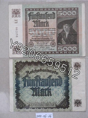 德國1922年5000馬克 外國鈔票 錢鈔 紙鈔【大收藏家】3495
