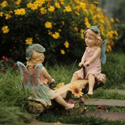 【熱賣下殺】戶外花園擺件女孩創意美式園藝雜貨露臺入戶庭院造景布置陽臺裝飾