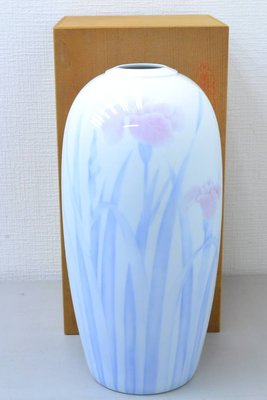 【日本古漾】80606日本皇室御用 深川製磁 大花瓶 箱附美品 約幅205×行205×高402mm 　