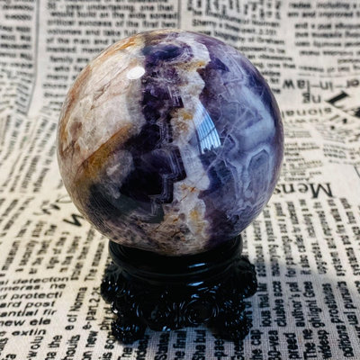C1295天然紫水晶球擺夢幻紫色水晶居家飾品，原石打磨，隨手 水晶 擺件 文玩【天下奇物】1283