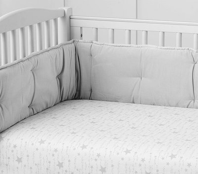預購 美國嬰幼兒精品 Pottery Barn Baby 全品項代購 嬰兒床 可愛灰色小星星款有機棉床包 床單 彌月禮