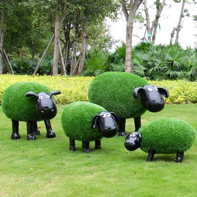 卡通綿羊雕塑小區花園樓盤廣場草坪婚慶創意小羊肖恩擺件定制美陳滿減 促銷 夏季