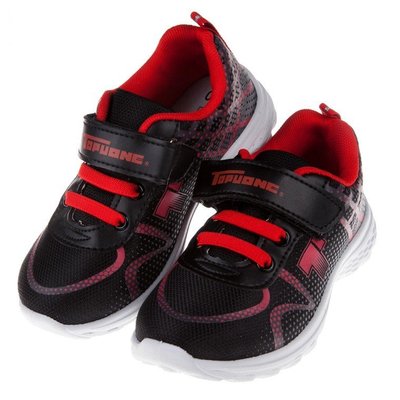 童鞋(18~23公分)TOPUONE炫彩黑紅色兒童慢跑運動鞋C7N260D