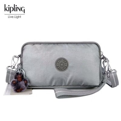 【熱賣精選】 Kipling 猴子包 金屬銀灰 70109 升級版 拉鍊手掛包 零錢包 長夾 手拿包 斜背包  鈔票