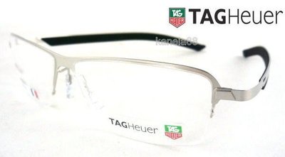 #嚴選眼鏡#= TAG Heuer 豪雅 = 半框 黑銀 橡膠鏡腳 法國製 公司貨 3824 004 TH3824 15cm 大頭適用