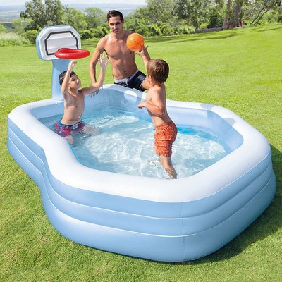 intex57183投籃球框充氣游泳池兒童家用水池戶外洗澡海洋球池