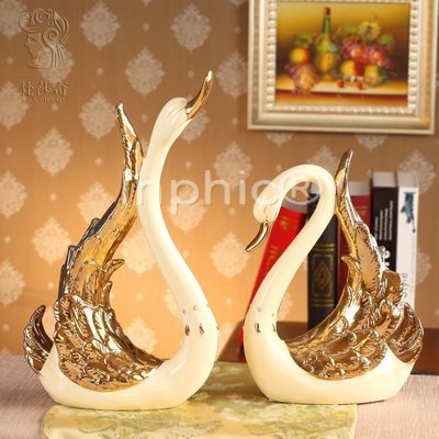 INPHIC-歐式陶瓷天鵝動物描金擺飾 奢華家飾擺設家居飾品送禮佳品