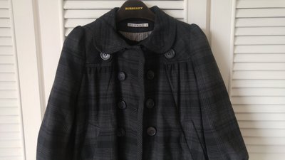 KooKai 深灰色格紋羊毛A-line短外套大衣