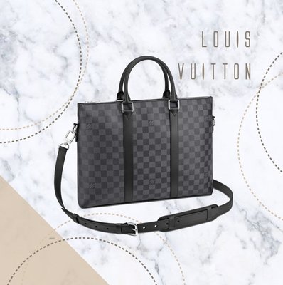【哈極品】極新美品 《Louis Vuitton LV 最新晶片款 黑棋盤格 ANTON 公事包/電腦包/二用包》
