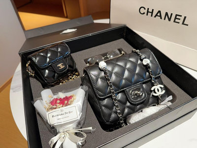 【二手】【跑量】    香奈兒Chanel 23琺瑯鏈條方胖子+零錢包+眼鏡 超值