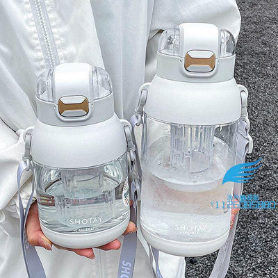 1.5l 水瓶帶吸管塑料杯 Tritan 瓶 BPA 免費運動便攜式攜帶水壺學生戶外水杯【漁戶外運動】