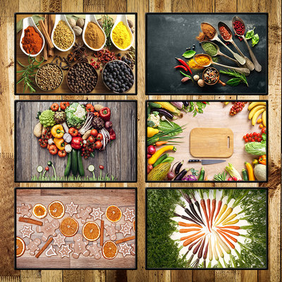 美食餐廳廚房個性裝飾畫現代牆貼壁掛畫有框畫蔬菜水果五穀雜糧04