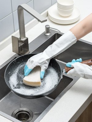 現貨熱銷-鯊魚油家務清潔手套女廚房加厚洗碗洗衣服防水手套冬季~特價