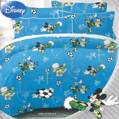 高級純棉台灣製造【Disney迪士尼】5.0呎x6.2呎四件式雙人(薄)枕套被套床包組-D4MT-Mickey02