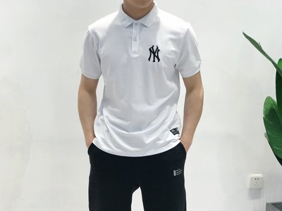 【熱賣精選】MLB洋基隊NY夏季情侶款簡約POLO翻領Tshirt英倫風味美式經典男女款經典T恤衫-LK49228