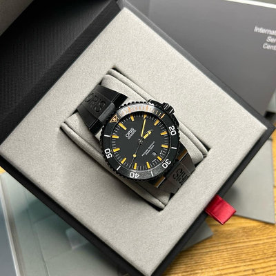 ORIS Aquis Date 陶瓷圈 黑色錶盤 黑色橡膠錶帶 男士 自動機械腕錶 0173377304159-0742634EB潛水錶 300M