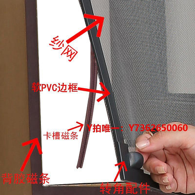 紗窗卡槽式新款軟邊框磁性紗窗材料配件新款自粘型磁條窗紗可調節尺寸