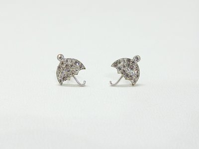 泰國銀飾－925純銀－閃亮雨傘造型純銀耳環－耳針式耳環【QQ小咪】