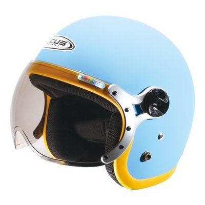 瑞獅 ZEUS ZS-383A 消光水藍黃 W造型飛行鏡片 超輕量 內襯全可拆 復古帽 安全帽 機車安全帽