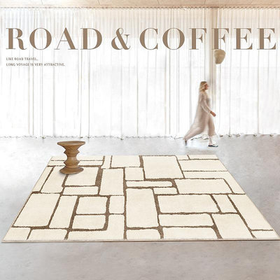地毯客廳新中式侘寂風茶幾毯輕奢臥室毯床邊毯棕色大面積滿鋪地墊