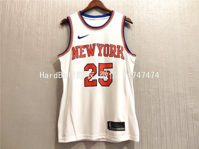 德瑞克·羅斯（Derrick Rose）NBA紐約尼克隊  熱轉印款式 球衣 25號 白色