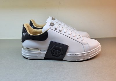 [全新現貨-SALE!] Philipp Plein PP LOGO 白色皮革 休閒鞋 / 運動鞋 (42)