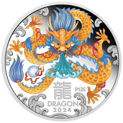 [現貨]澳洲 紀念幣 2024 1oz 龍年彩色生肖紀念銀幣 原廠原盒