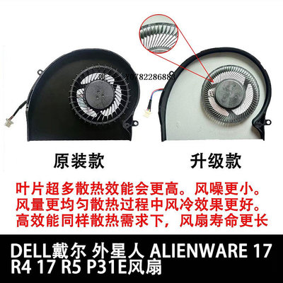 散熱風扇全新 DELL戴爾 外星人 Alienware 17 R4 17 R5 P31E風扇cpu風扇