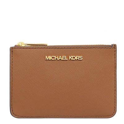 【美麗小舖】MICHAEL KORS MK 焦糖色 十字紋防刮真皮 鑰匙零錢包 零錢包 卡片夾~M10348