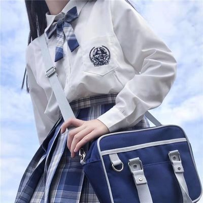 現貨 jk套裝 日系JK制服jk襯衫女短袖學生套裝皓海零度月夏鶴刺繡DK班服學院風-誠信店鋪